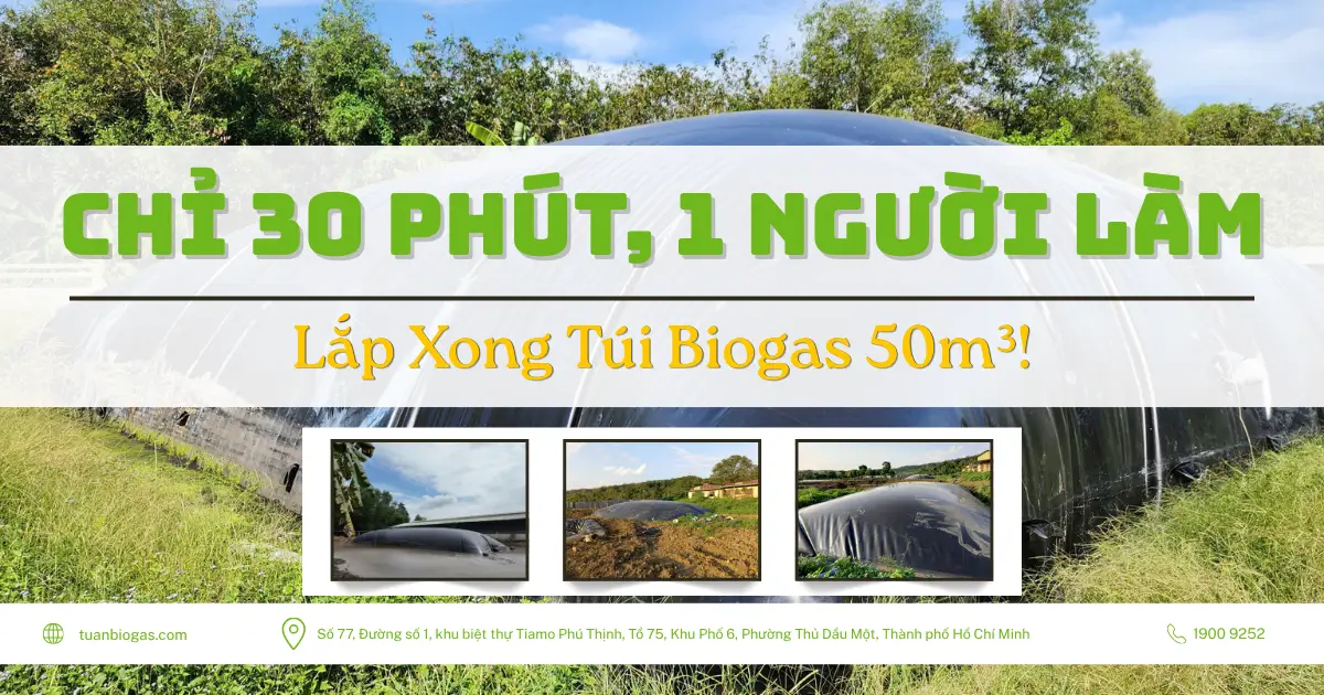 Lắp Túi Biogas 50 Khối Mất Bao Lâu? Chỉ 30 Phút Một Người Làm
